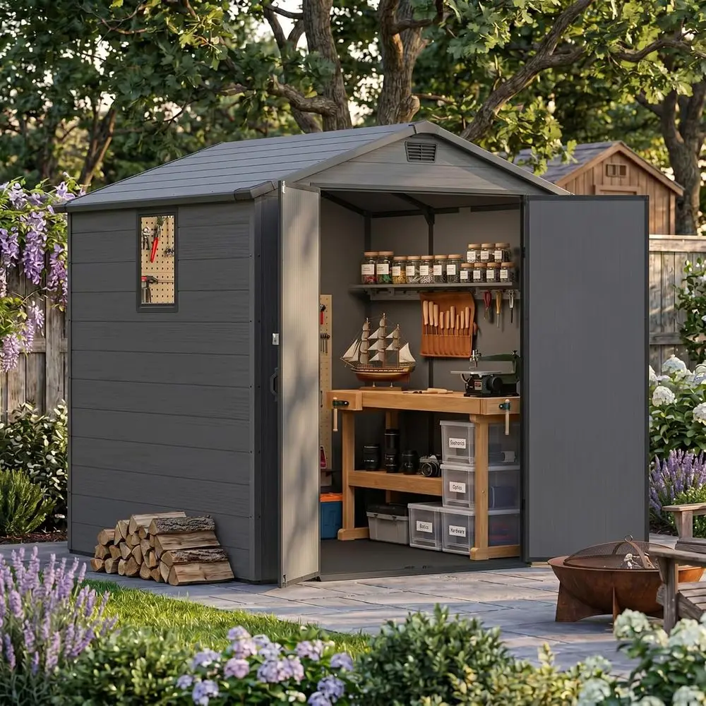 Gardening Tools Plastic - 6x6 Plastic Storage Shed with Floor,