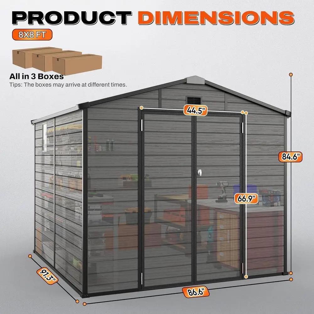 8x8 Outdoor Storage Shed with  - đánh giá và giá Gardening Tools Plastic