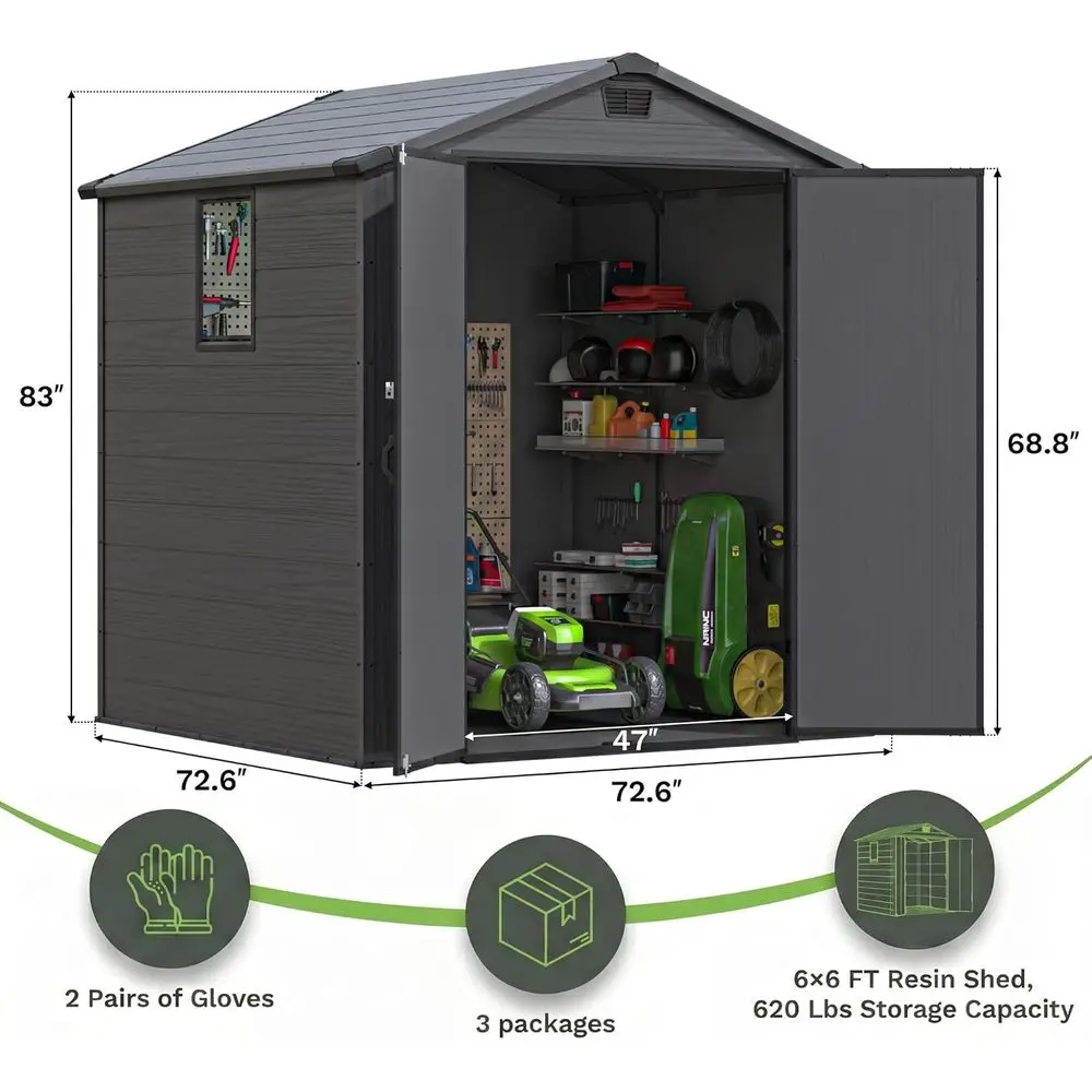 6x6 Plastic Storage Shed with  - đánh giá và giá Gardening Tools Plastic