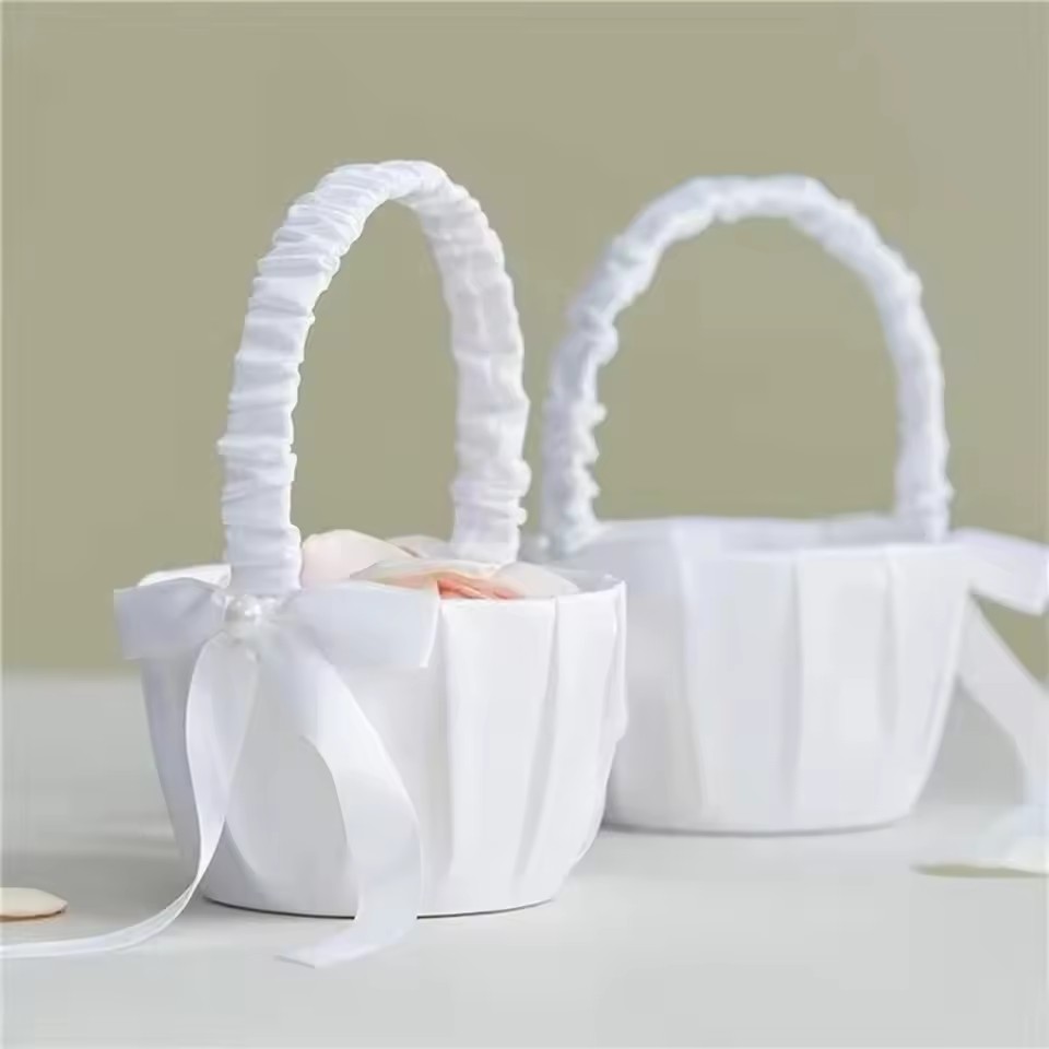 Wedding White Satin Bow Flower - đánh giá và giá Gardening Tools Girls