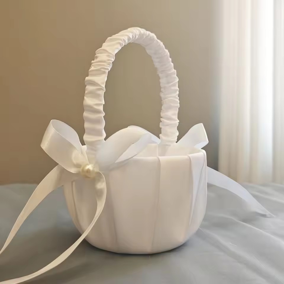 Wedding White Satin Bow Flower - đánh giá và giá Gardening Tools Girls