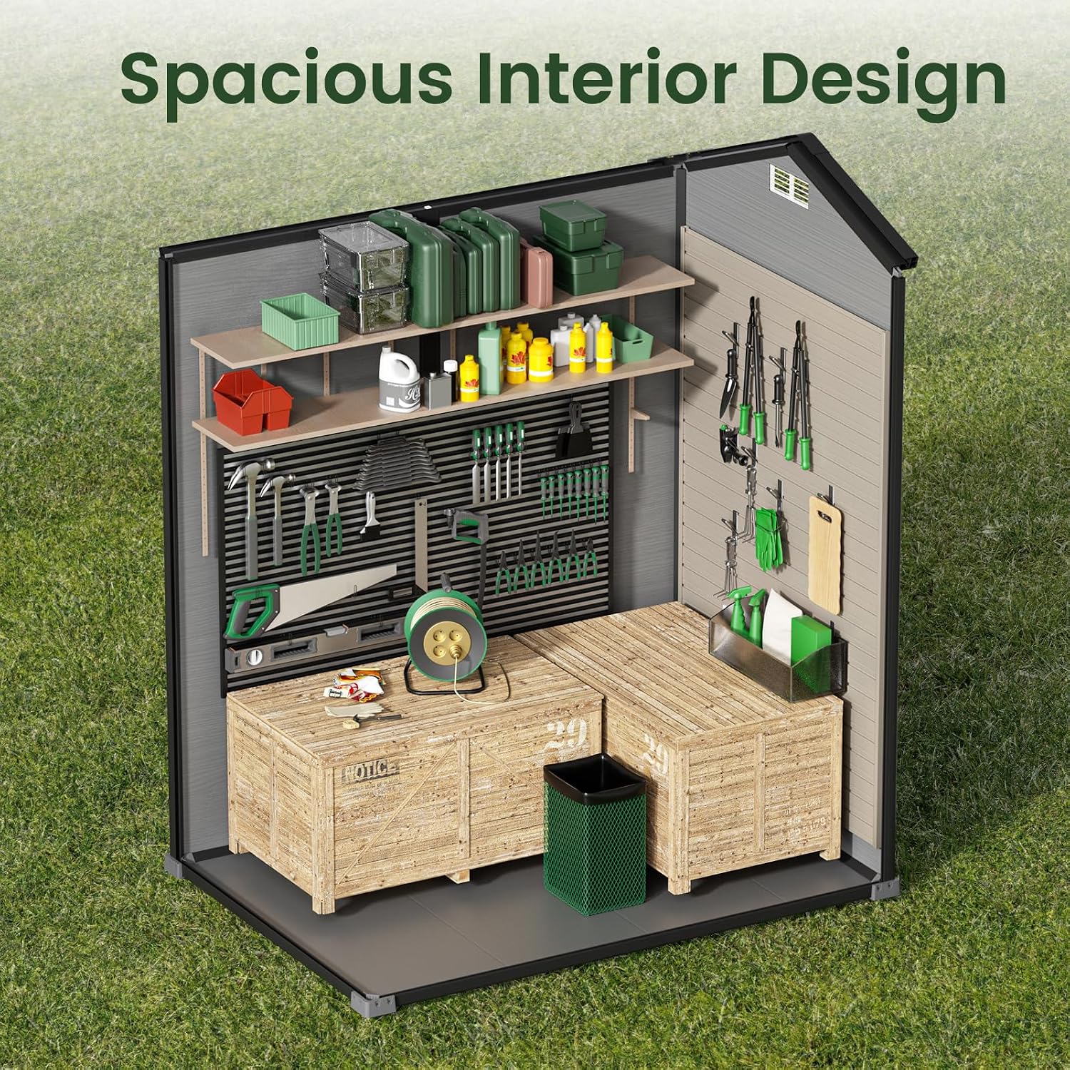 Outdoor Storage Shed with Floo - đánh giá và giá Gardening Tools Plastic