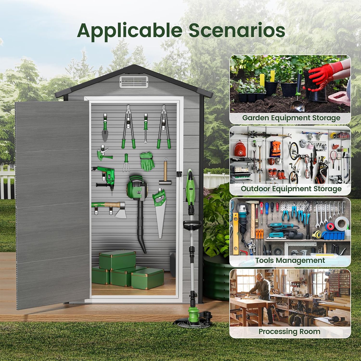 Outdoor Storage Shed with Floo - đánh giá và giá Gardening Tools Plastic